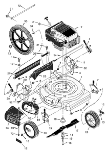 Mower Housing Assembly Diagram and Parts List for 20505X92B 1997 Briggs and Stratton Lawn Mower